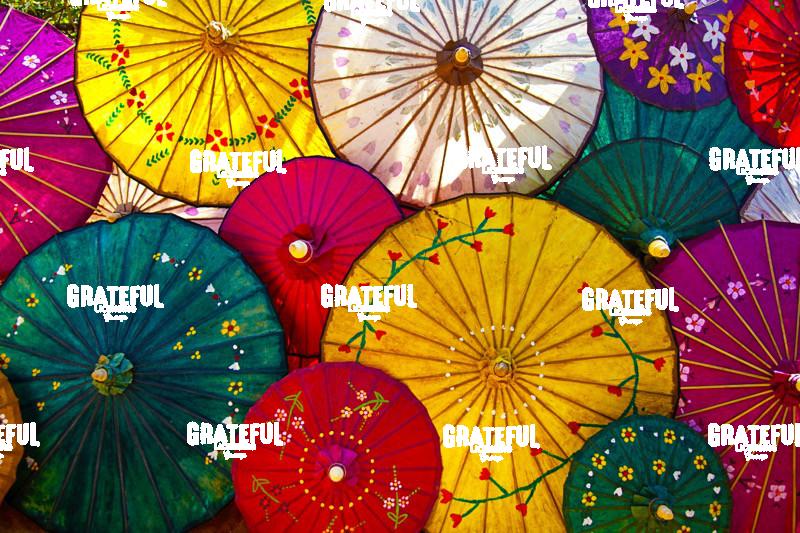 Painted Umbrellas in Inle Lake Burma