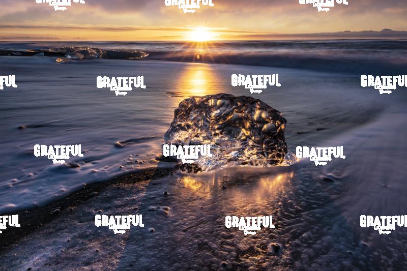 Small Icebergs on the beach by Jokulsarlon lagoon, Iceland
