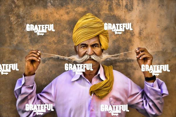 Indian man with mustache in Rajisthan