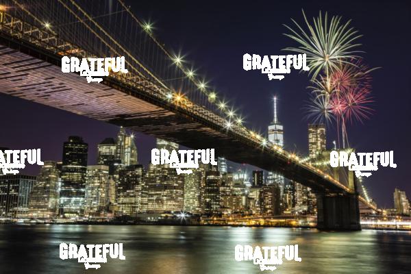 Fireworks over the Brooklyn Bridge in New York City