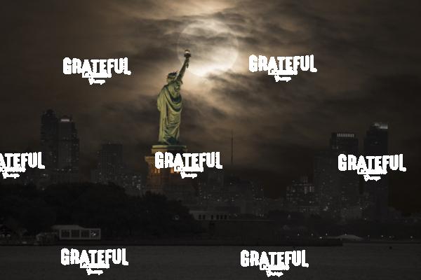 Full Moon over the Statue of Liberty in NYC