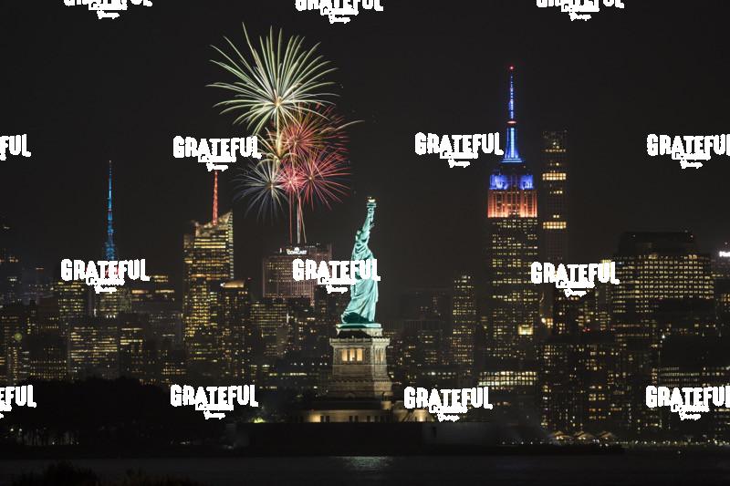 Stature of Liberty, Empire State Building and Fireworks in NYC