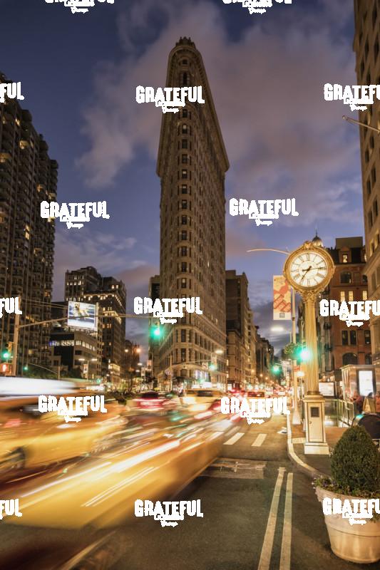 The Flatiron Building in New York City at Sunset