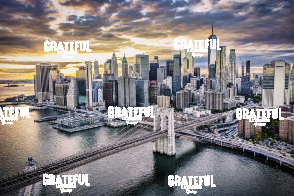 View above the Brooklyn Bridge and Manhattan