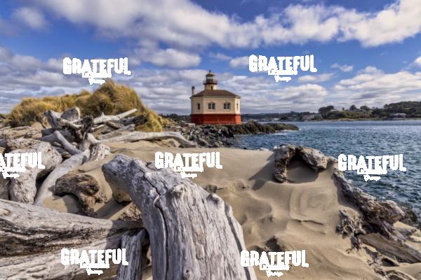Coquille River Lighthouse in Bandon Beach on the Oregon Coast