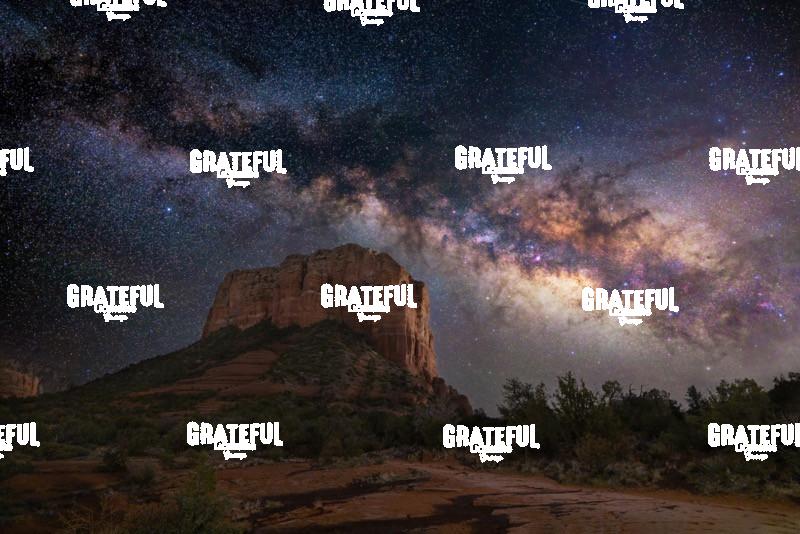 Milky Way over Courthouse Rock in Sedona, Arizona