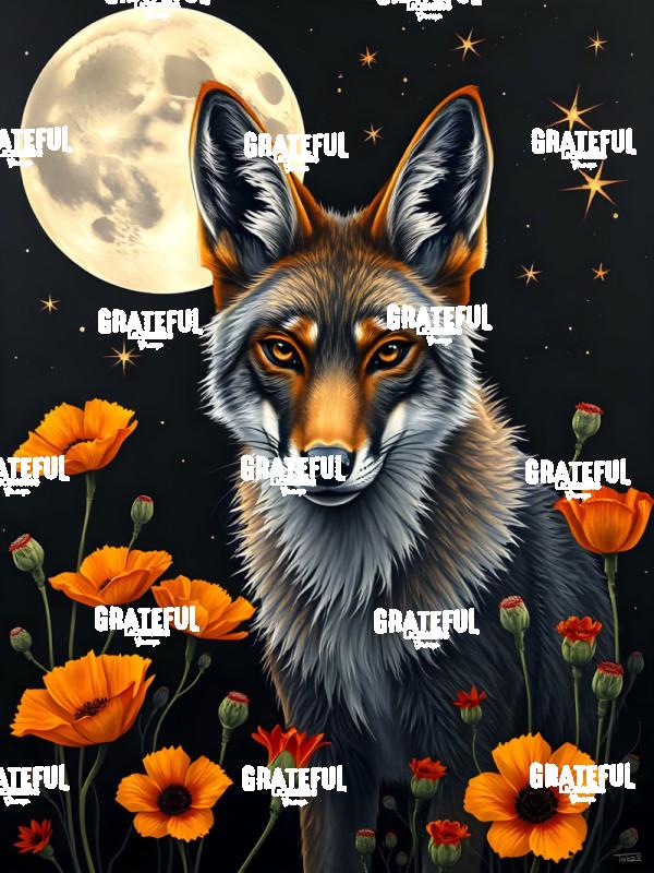 Coyote With Poppies
