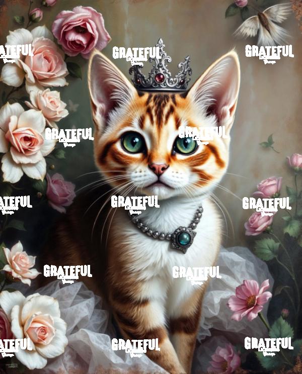 Princess Tabby Cat With Roses