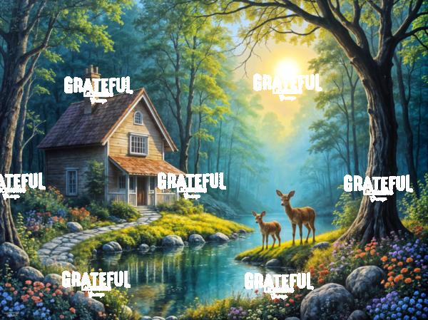 Forest Cottage With Deer