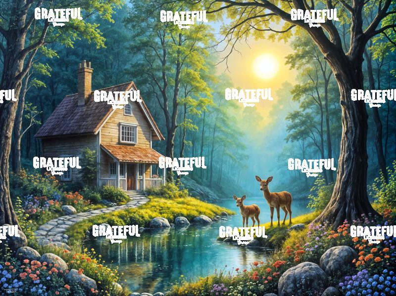 Forest Cottage With Deer