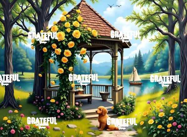 Gazebo Park With Roses