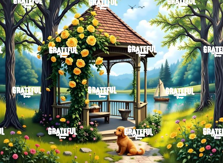 Gazebo Park With Roses