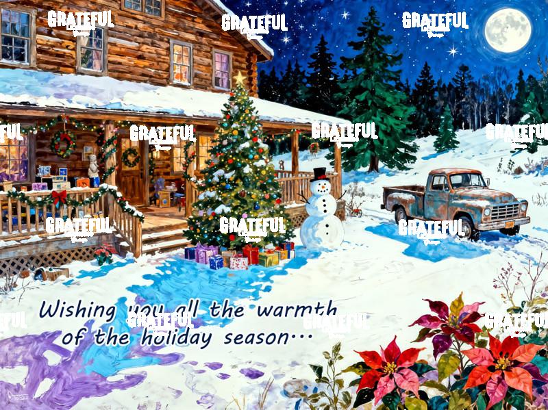 Rustic Log Cabin Christmas Greeting
