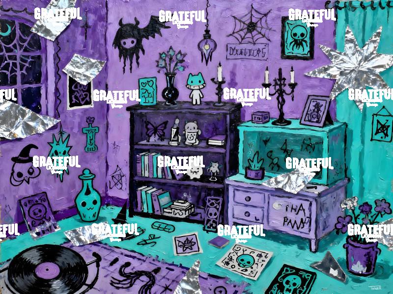 Shiny Purple Gothic Doodle Art