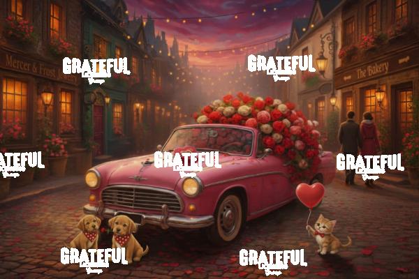 Valentine's Day Couple Vintage Car