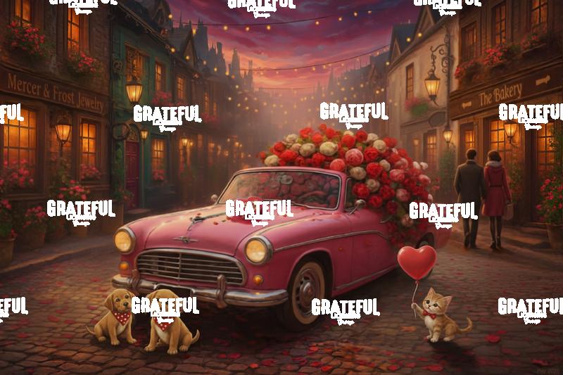 Valentine's Day Couple Vintage Car