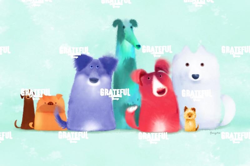 Colorful Dogs in a Row