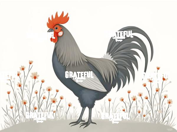 Gray Folk Art Rooster