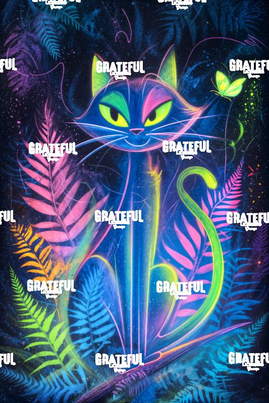 Cat with his Butterfly Friend, Black Light Chalk