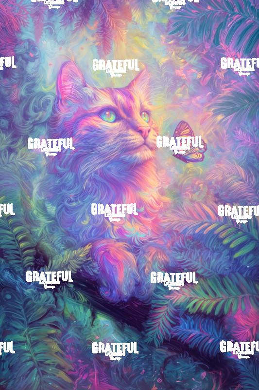 Cat and Butterfly, Pastel Dream Jungle.png