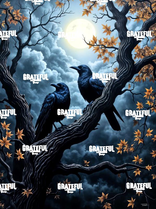 Two Crows Under A Harvest Moon