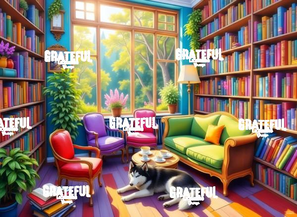 Sunny Library With Husky