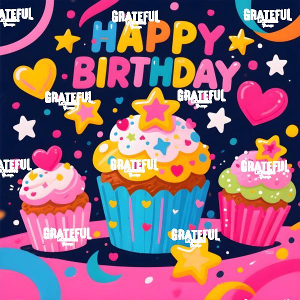 Brightly Colored Stars and Hearts Cupcakes