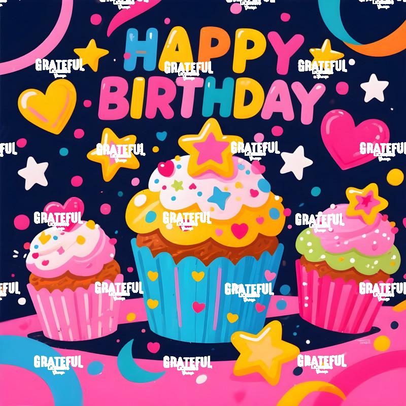 Brightly Colored Stars and Hearts Cupcakes