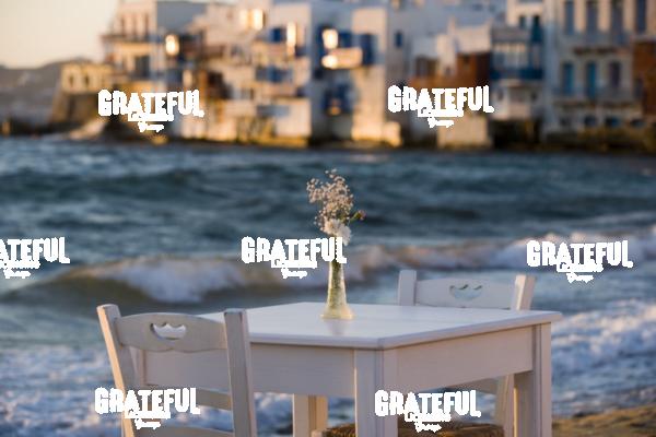 Sunset in little Venice in Mykonos Greece