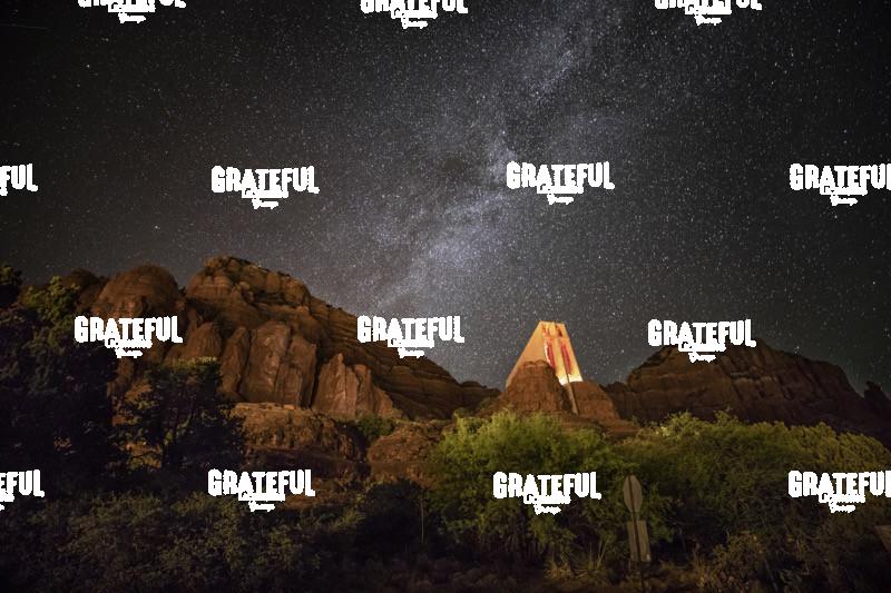 The Milky Way above the Chapel of the Holy Cross in Sedona, Arizona