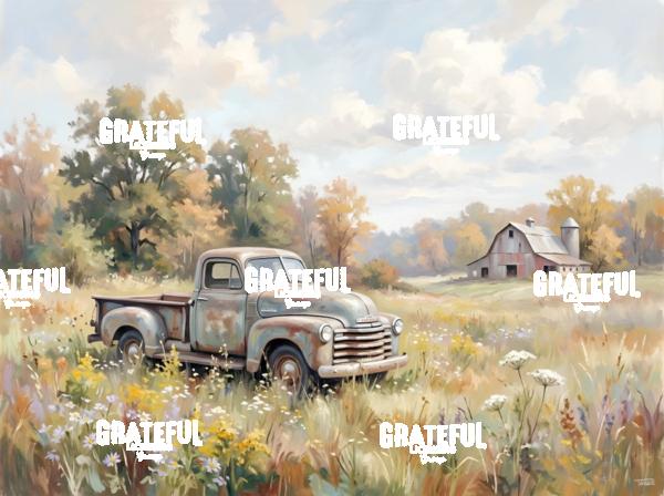 Vintage Truck In An Autumn Meadow