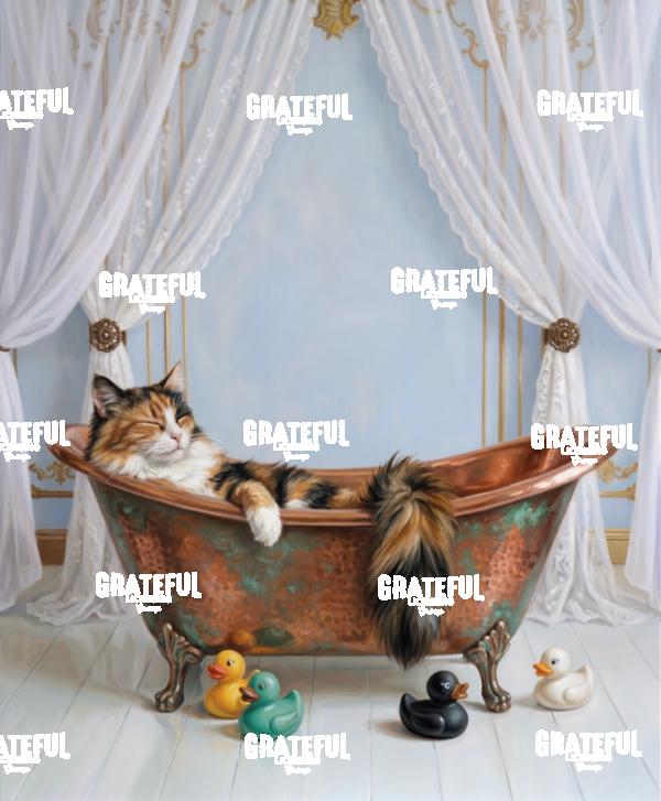 Cat in a Tub with Rubber Duckies
