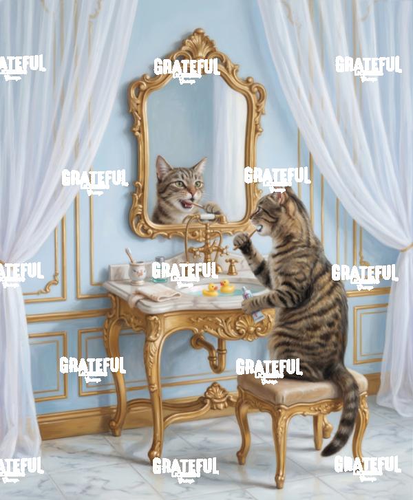 Cat Brushing it's Teeth with Duckies