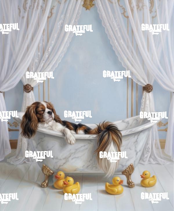 Bath Time, Dog and Rubber Duckies