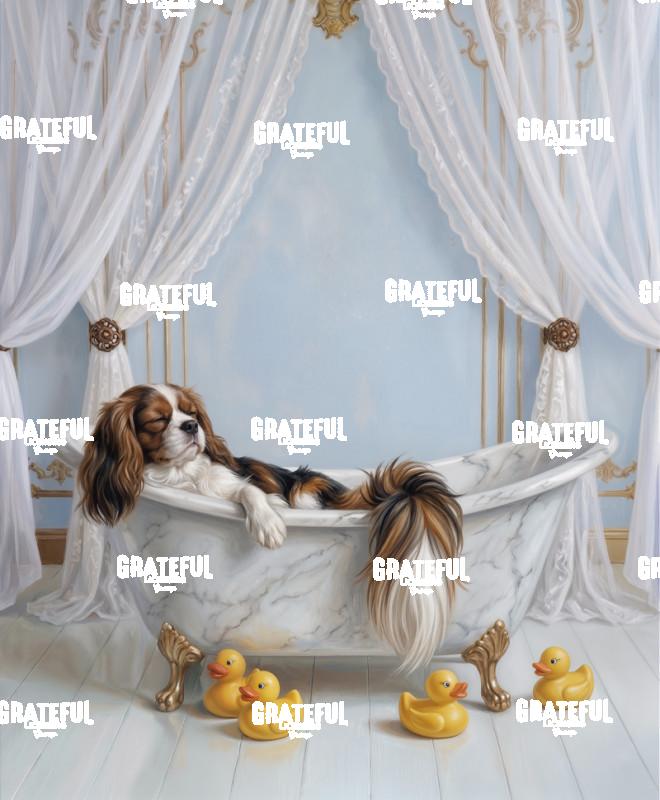 Bath Time, Dog and Rubber Duckies
