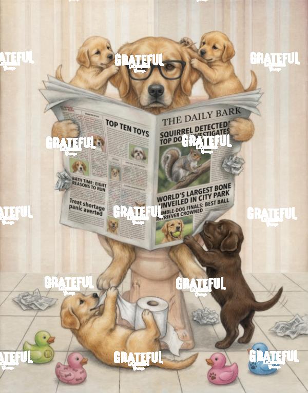 Annoyed by the Kids, Dog on a Toilet