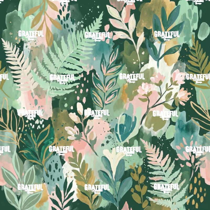 Plants and Flowers Pink and Green