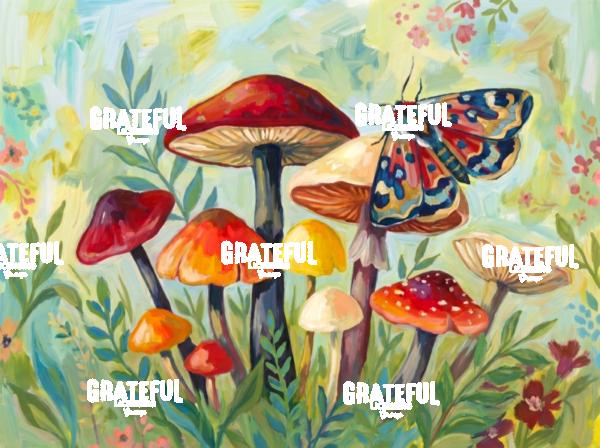 Moth and Mushrooms Wide