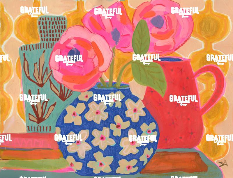 blue pattern vase still life