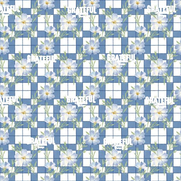 Blue Gingham and Flax Flowers