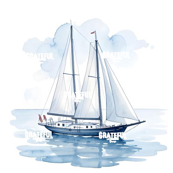 Sailing In Blue Watercolor