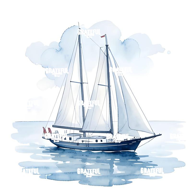 Sailing In Blue Watercolor