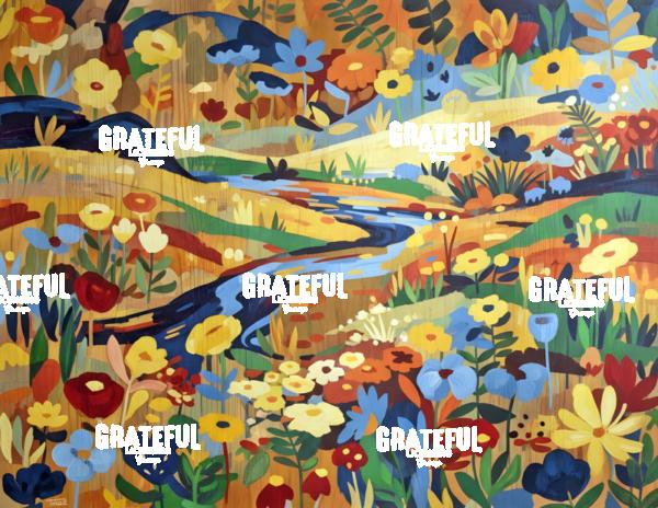 Flowering Meadows Acrylic On Wood Panel