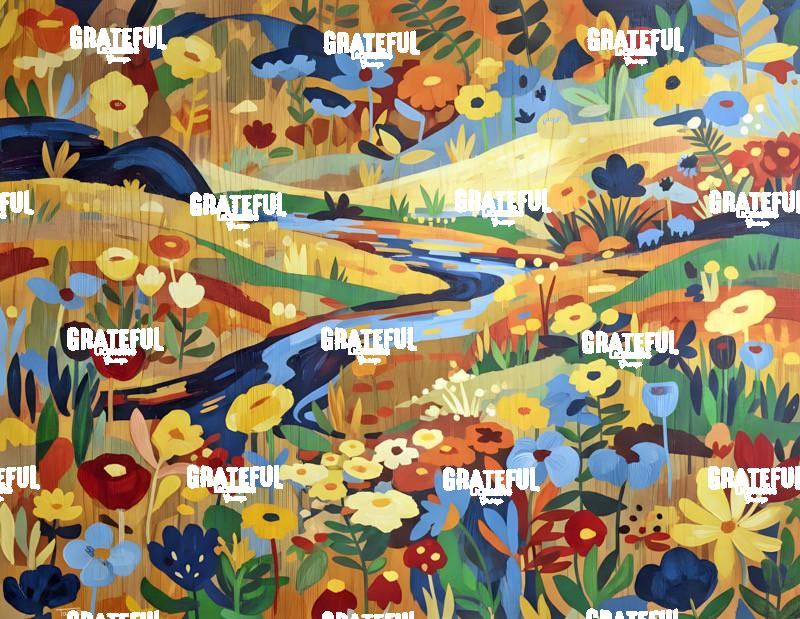 Flowering Meadows Acrylic On Wood Panel