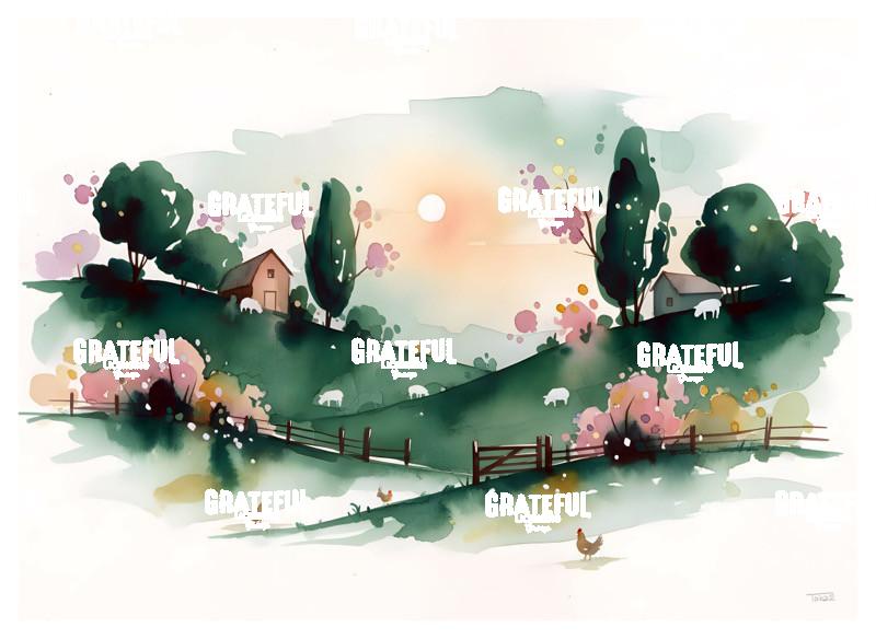 Minimalist Animal Farm Watercolor
