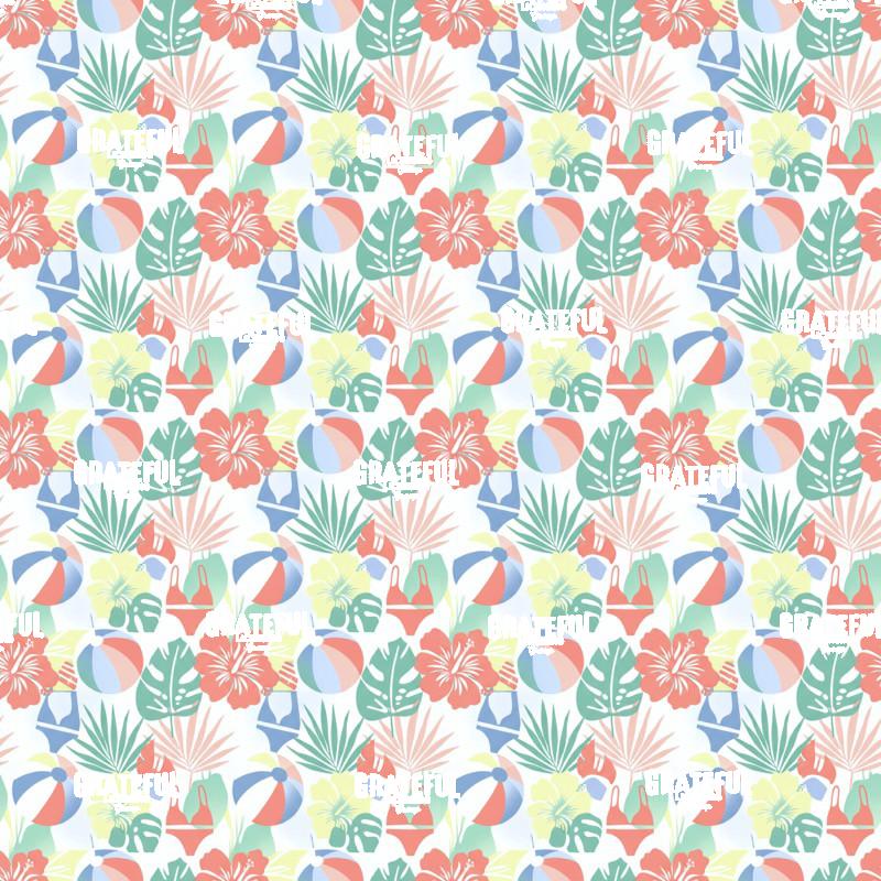 Tropical Fun Beach Balls and Hibiscus Flowers