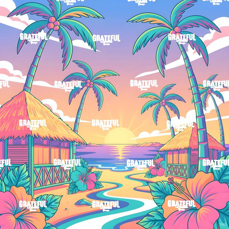 Grass Hut Sunsets