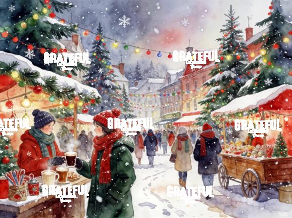 Watercolor Hot Cocoa Christmas Shopping