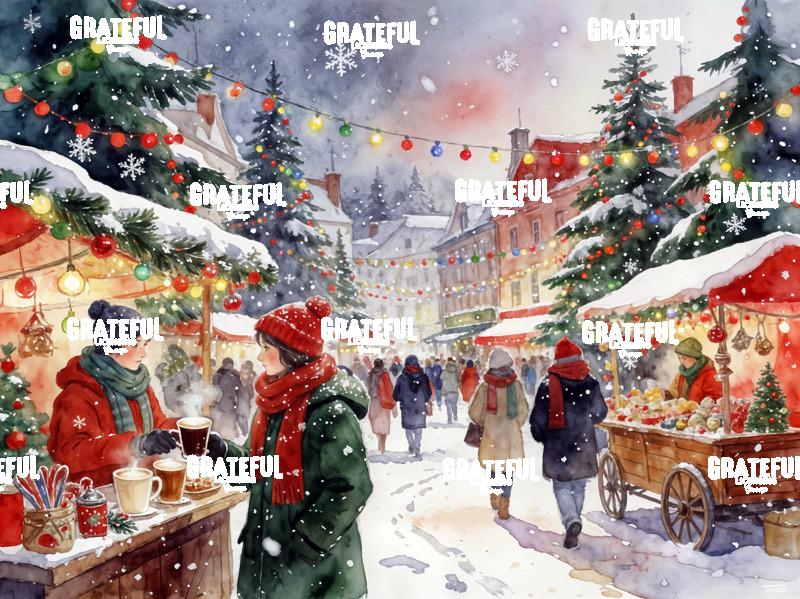 Watercolor Hot Cocoa Christmas Shopping