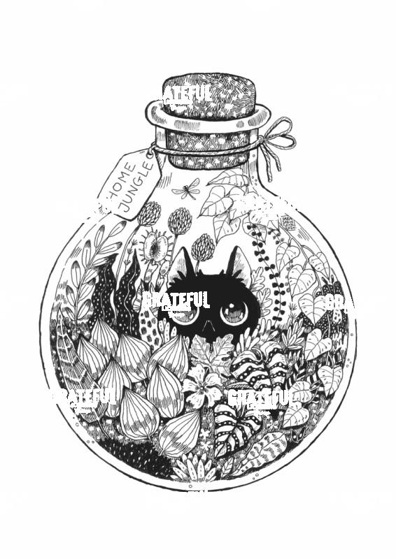 Cat in Plant Bottle
